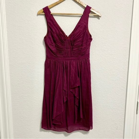 BHLDN Anthropologie Vivacity Fuschia Fit and Flare Deep V Sleeveless Mini Dress - Picture 3 of 14